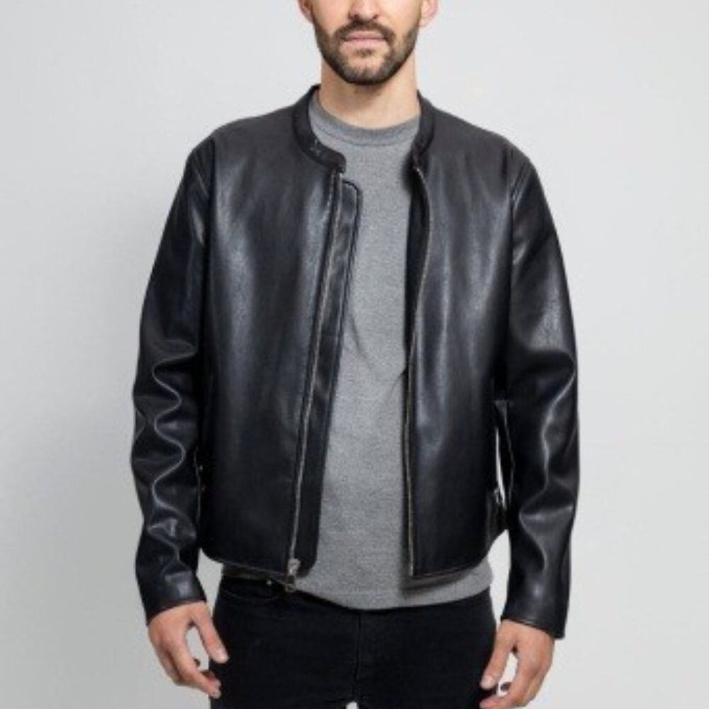 Men's Vegan Leather Jacket Black NWT